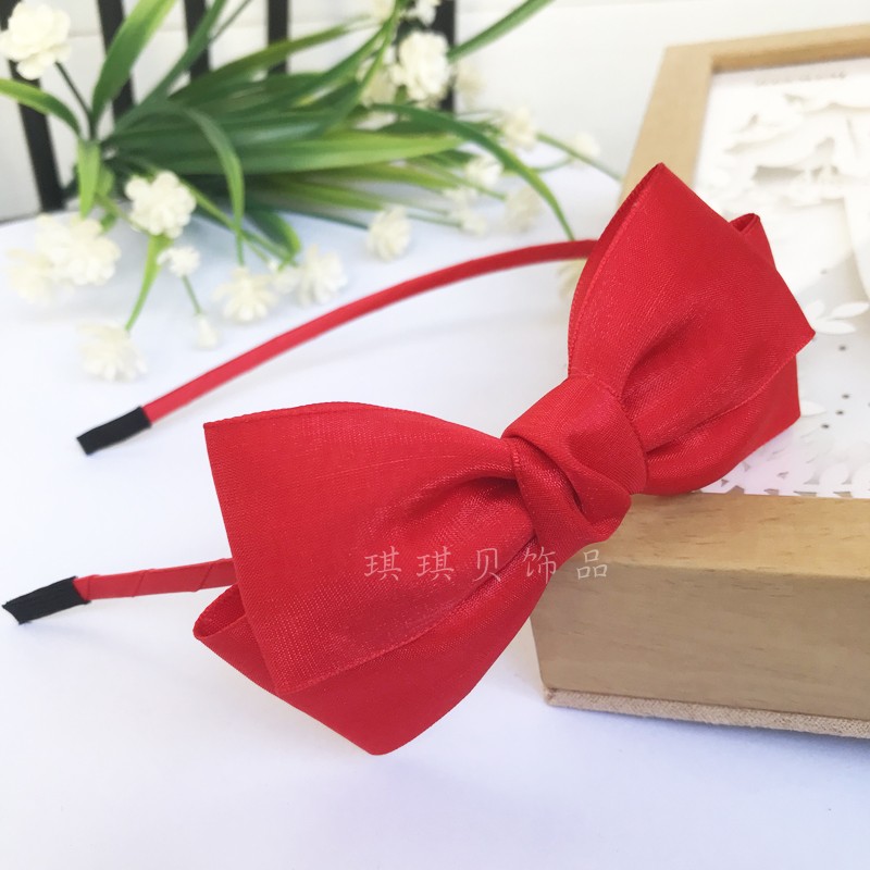 发箍女童表演蝴蝶结发卡甜美红色
