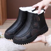 老北京布鞋 防水东北雪地靴 厚底防滑老人鞋 女棉鞋 加厚纯羊毛妈妈鞋