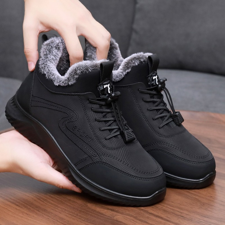 冬季男棉鞋老北京布鞋加绒加厚保暖老人鞋防滑防水软底休闲爸爸鞋