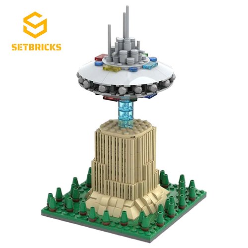 SETbricks影视美剧第三类接触场景建筑小颗粒拼装积木益智玩具