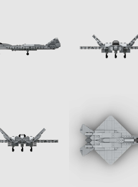 MOC积木美国YF-23灰色幽灵战斗机模型小颗粒拼装益智儿童玩具飞机