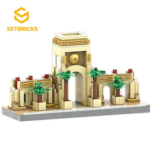 SETbricks街景建筑小场景城堡大门装饰小颗粒拼装积木益智玩具