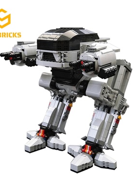 SETbricks机械战警反派机器人ED-209机甲小颗粒拼装积木益智玩具