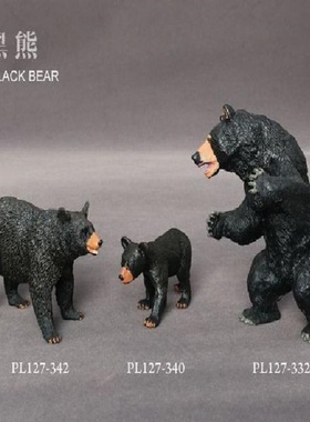 PL127-720仿真野生动物非洲黑熊一家儿童认知实心塑料玩具模型