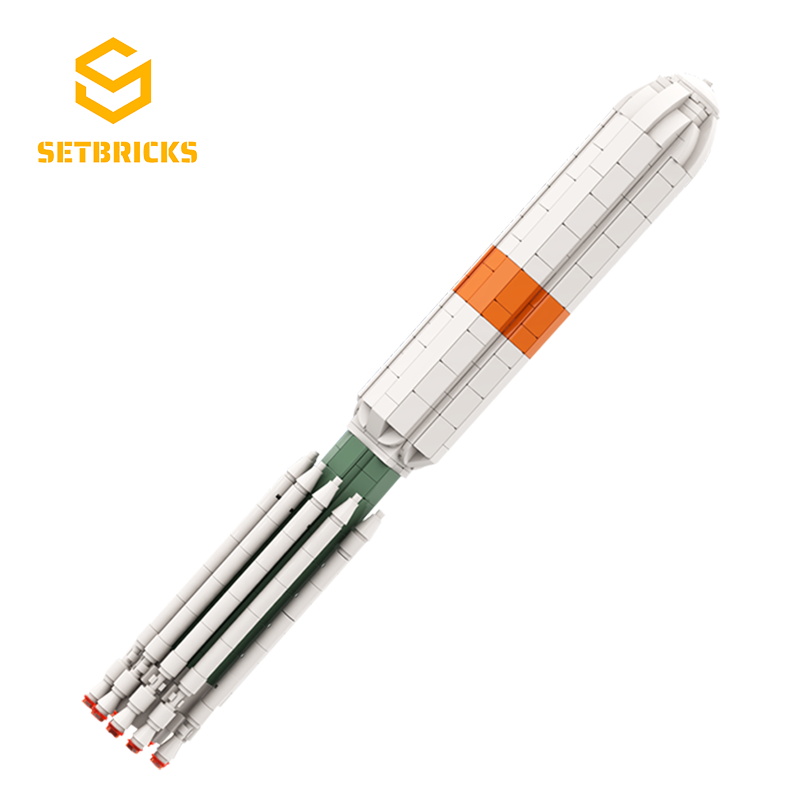 SETbricks太空航天德尔塔-3运载火箭模型小颗粒拼装积木益智玩具