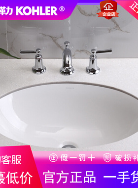 科勒K-99184T/97012T-0乔司椭圆形陶瓷白色大容量台下盆洗脸盆