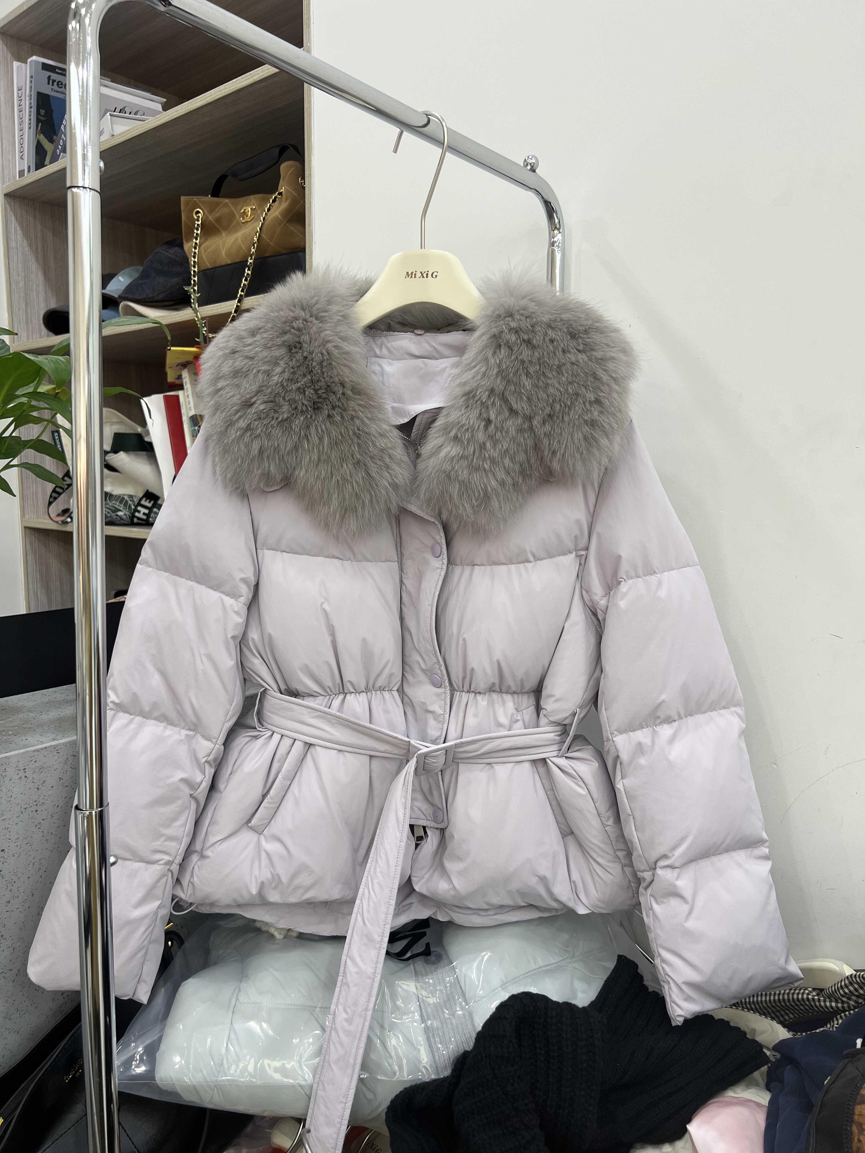 MXG2025冬季新款真狐狸大毛领收腰显瘦中长款加厚外套羽绒服女