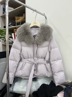 MXG2025冬季新款真狐狸大毛领收腰显瘦中长款加厚外套羽绒服女