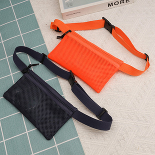 休闲腰包网布透气单肩包时尚斜挎包听力机小背包小挎包迷你手机包