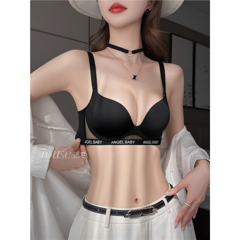 维多利亚无痕内衣女士小胸聚拢性感深V收副乳防下垂新款文胸套装
