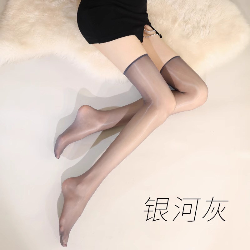 日本高端极光长筒黑丝袜女夏季超薄款油亮透明高筒过膝白丝油光袜
