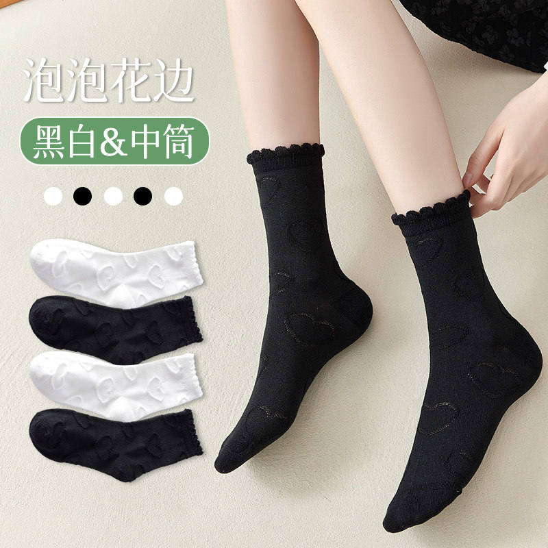 日本高端白色jk袜子女春夏季可爱日系洛丽塔玛丽珍鞋黑色中筒女袜