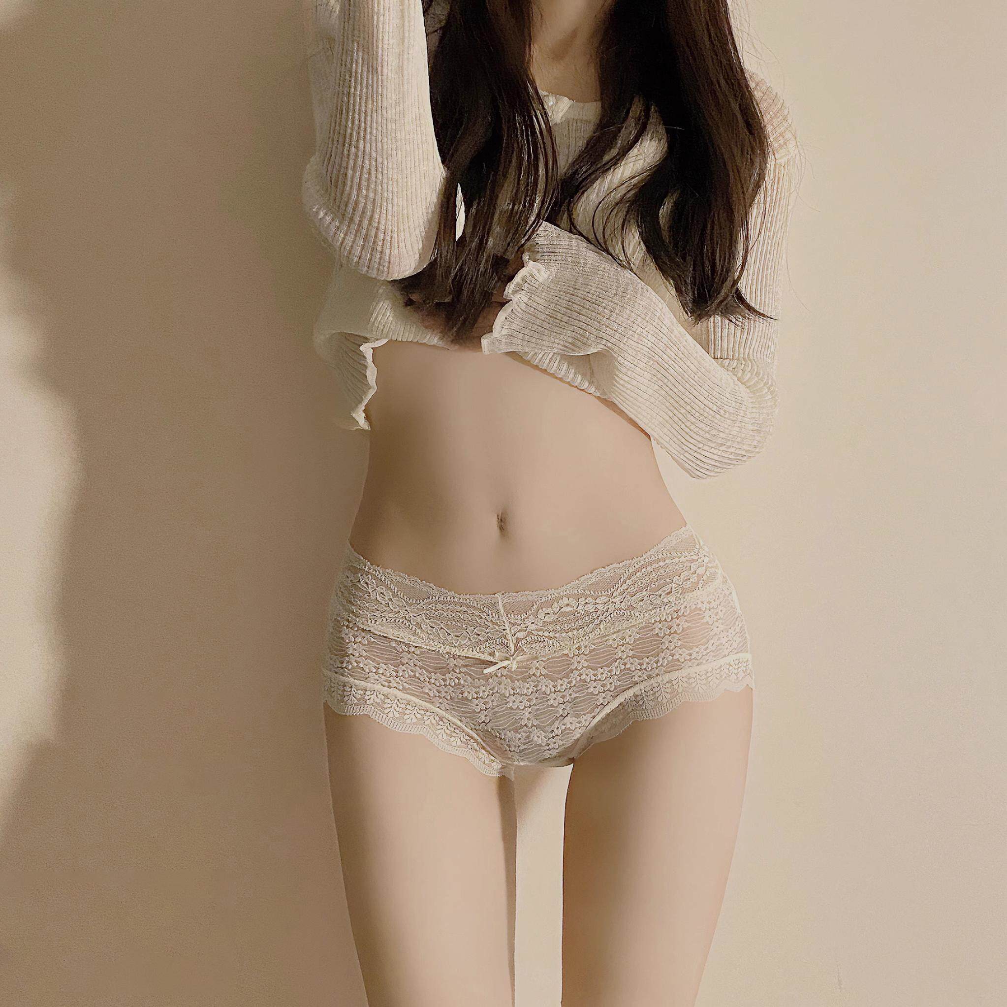 2025新款中高腰蝴蝶结内裤女蕾丝性感纯棉裆V型舒适性三角裤