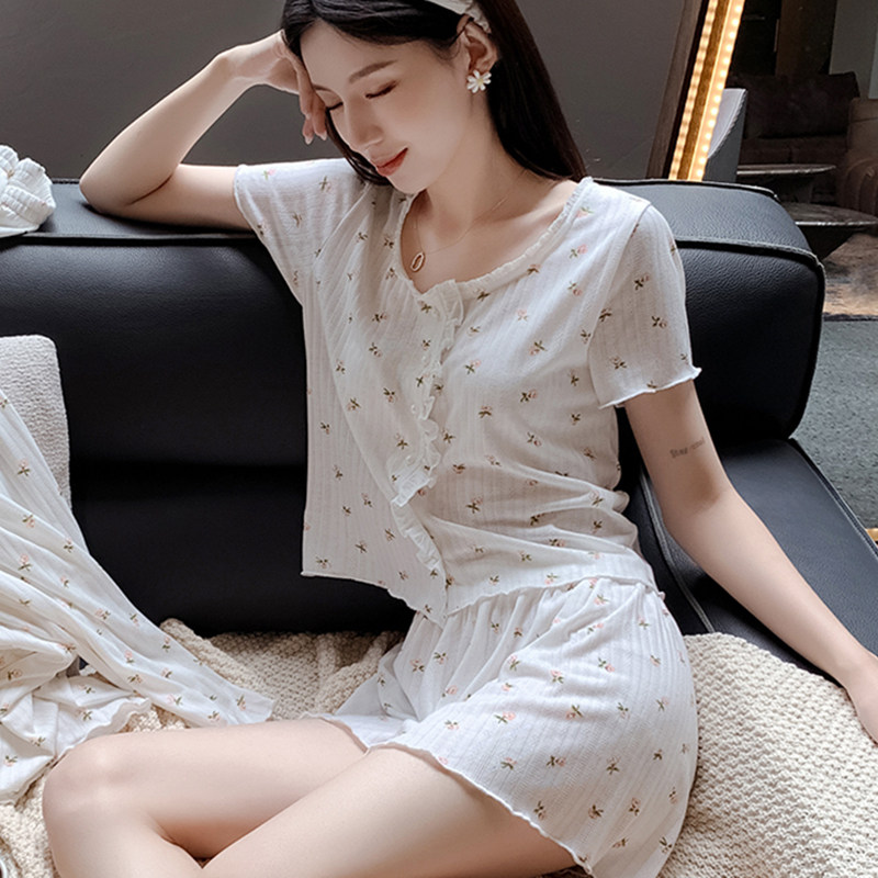 维多控2025年新款睡衣女夏季纯棉薄款短袖短裤清新甜美家居服套装