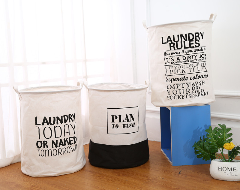 zakka布艺干洗店专用特大号开口棉麻收纳桶 家居布艺脏衣蓝储物桶