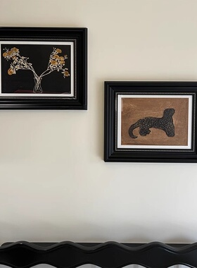 现代简约豹纹花朵相框装饰画
