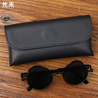 Handcrafted vegetable-tanned cowhide eyeglass case, thickened pressure-resistant portable eyeglass bag for men and women, niche genuine leather sunglasses case thumbnail 7
