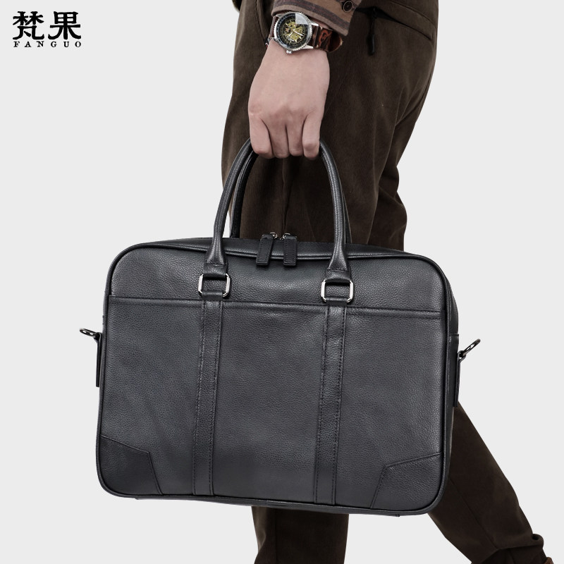 公文包男商务真皮手提包单肩大容量斜挎青年头层牛皮休闲电脑包潮