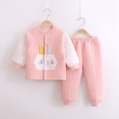 婴儿保暖内衣套装 秋冬衣服分体夹棉秋衣秋裤 春外穿对扣宝宝家居服