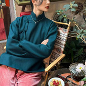 断码 清仓MS甲木庚金现代中式 双面羊绒琵琶斜襟系带小褂上衣外套女