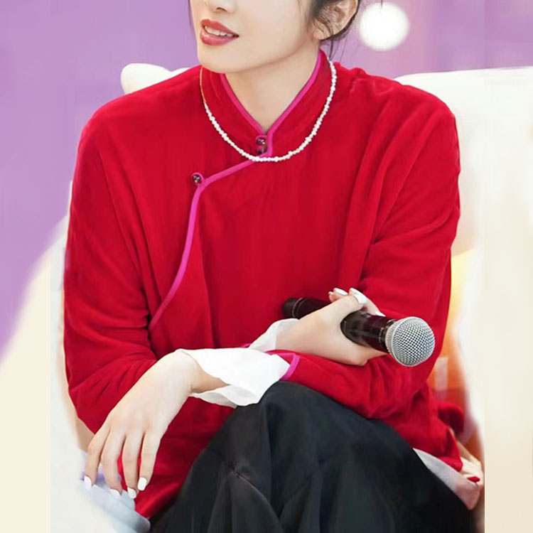 MS甲木庚金知识分子故宫红改良真丝绒敬酒服民国风碧玺扣中式晨袍