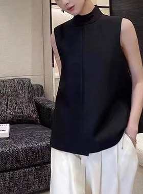 断码清仓MS甲木庚金现代中式斜琵琶襟立领盘扣女士马甲黑色藏蓝色