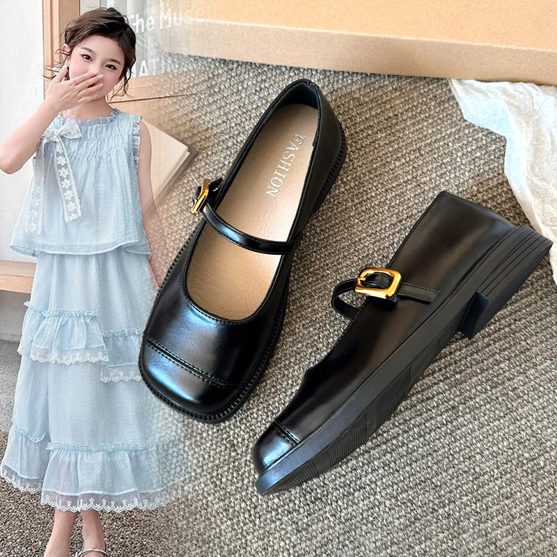 女中大童黑色皮鞋低跟玛丽珍单鞋女2026春夏复古配裙子浅口公主鞋