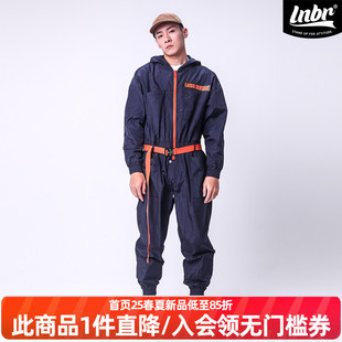 男 加大oversize胖子连身裤 LNBR熊电潮牌连体裤 男原创小众大码