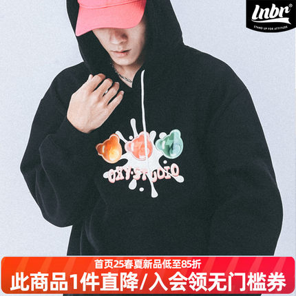 LNBR×OXY联名抓绒糖果熊印花连帽卫衣 杨超越Justin同款