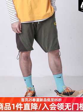 LNBR新款原创欧美街头军绿色宽松哈伦休闲短裤大码潮男