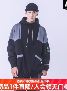 LNBR熊电秋冬黑色连帽卫衣宽松休闲oversize个性潮流男女同款