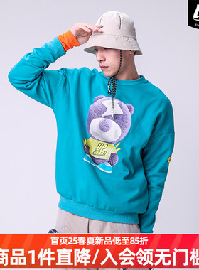 LNBR熊电潮牌漫画卫衣男原创3D小熊套头男大码加大oversize男