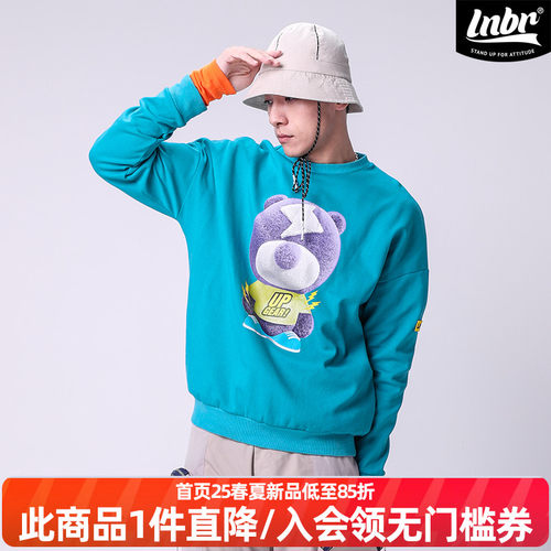 lnbr熊電潮牌漫画卫衣oversize