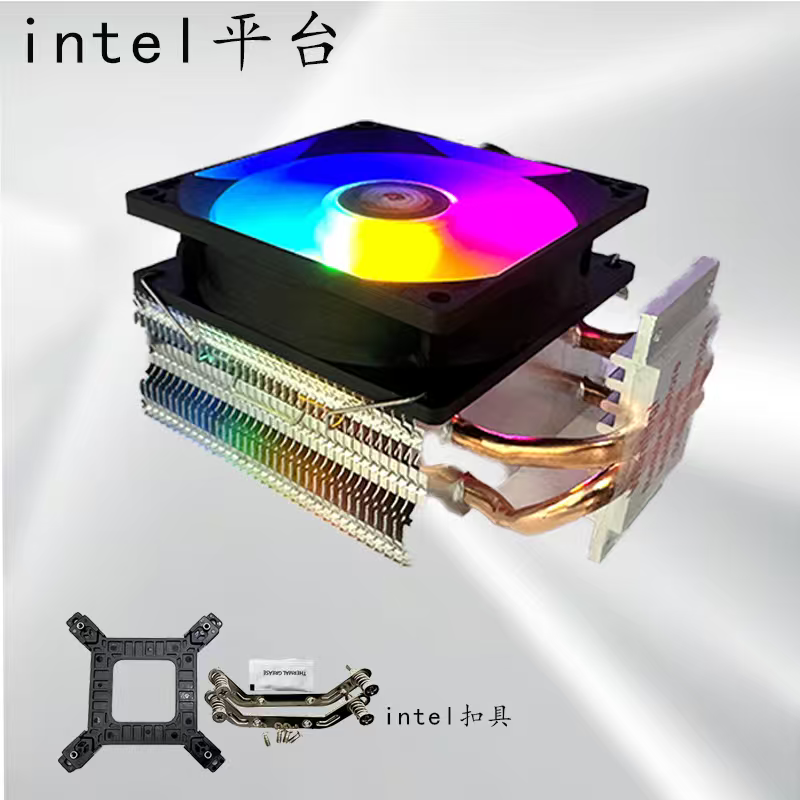 迈度2管MD92-9CM塔式侧吹CPU散热器intel/2011正方形螺杆式炫彩4P