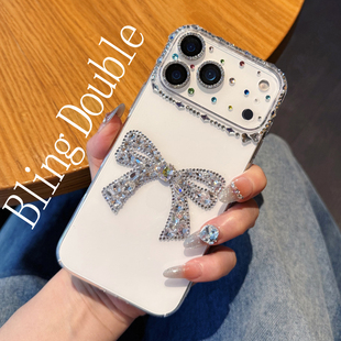 网红同款iPhone17Pro Max水钻手机壳奢华女款苹果16保护套防摔15plus蝴蝶结14带钻闪13mini全包12适用11个性X