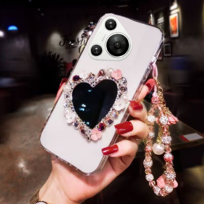 华为P70pro镶钻手机壳带镜子