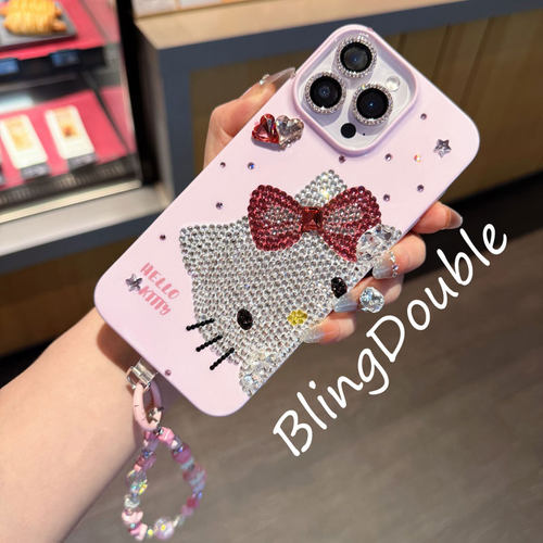新款网红同款适用iPhone17pro max苹果16手机壳15奢华水钻可爱卡通猫14plus保护套13全包11女12防摔XS潮8挂链