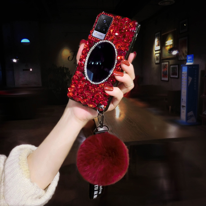 新款vivoS30Pro镶钻手机壳X200奢华水钻镜子S21全包保护套S20网红S19女潮X100S防摔S18钻石闪S17手绳X90满钻6