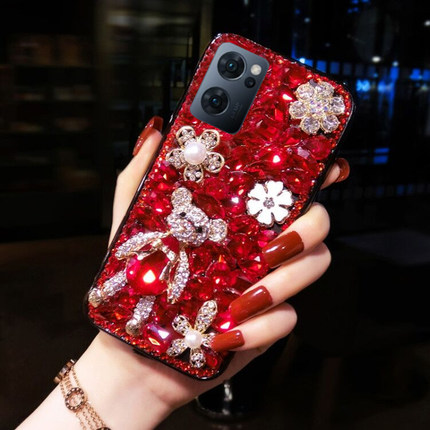 奢华熊oppoReno15pro手机壳带钻Reno14网红水晶13高档女12女款Findx9保护套X8防摔软X7满钻X6镶钻11SE全包10