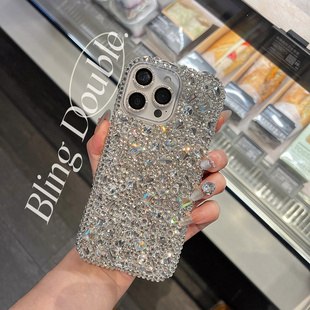 苹果17ProMax奢华水钻手机壳新款iPhone16高档水晶15plus保护套防摔14全包13mini网红个性12带钻适用11女满钻