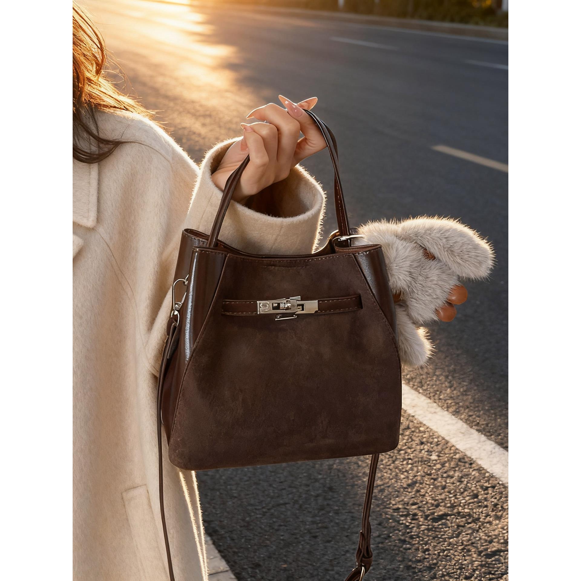 美拉德复古麂皮包女2025新