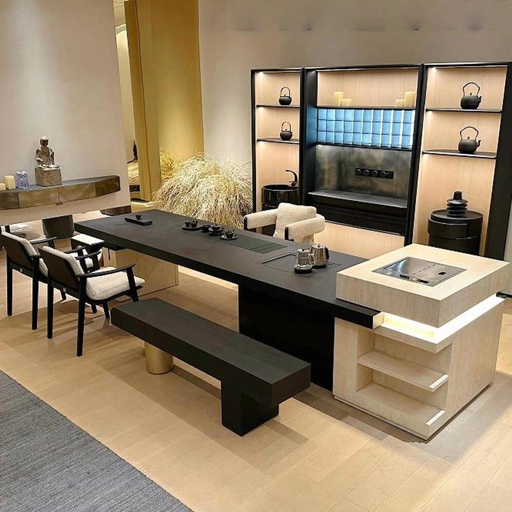 新中式茶桌椅岩板家用茶台岛台轻奢实木办公茶室茶桌设计师实木,住宅家具,家用茶台/茶桌,淘宝优惠券,粉丝福利购,淘宝优惠卷