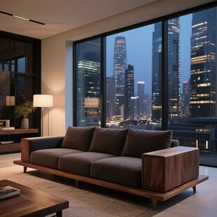 宋式美学黑胡桃木沙发家用白蜡木实木高端定制家具民宿现代客厅