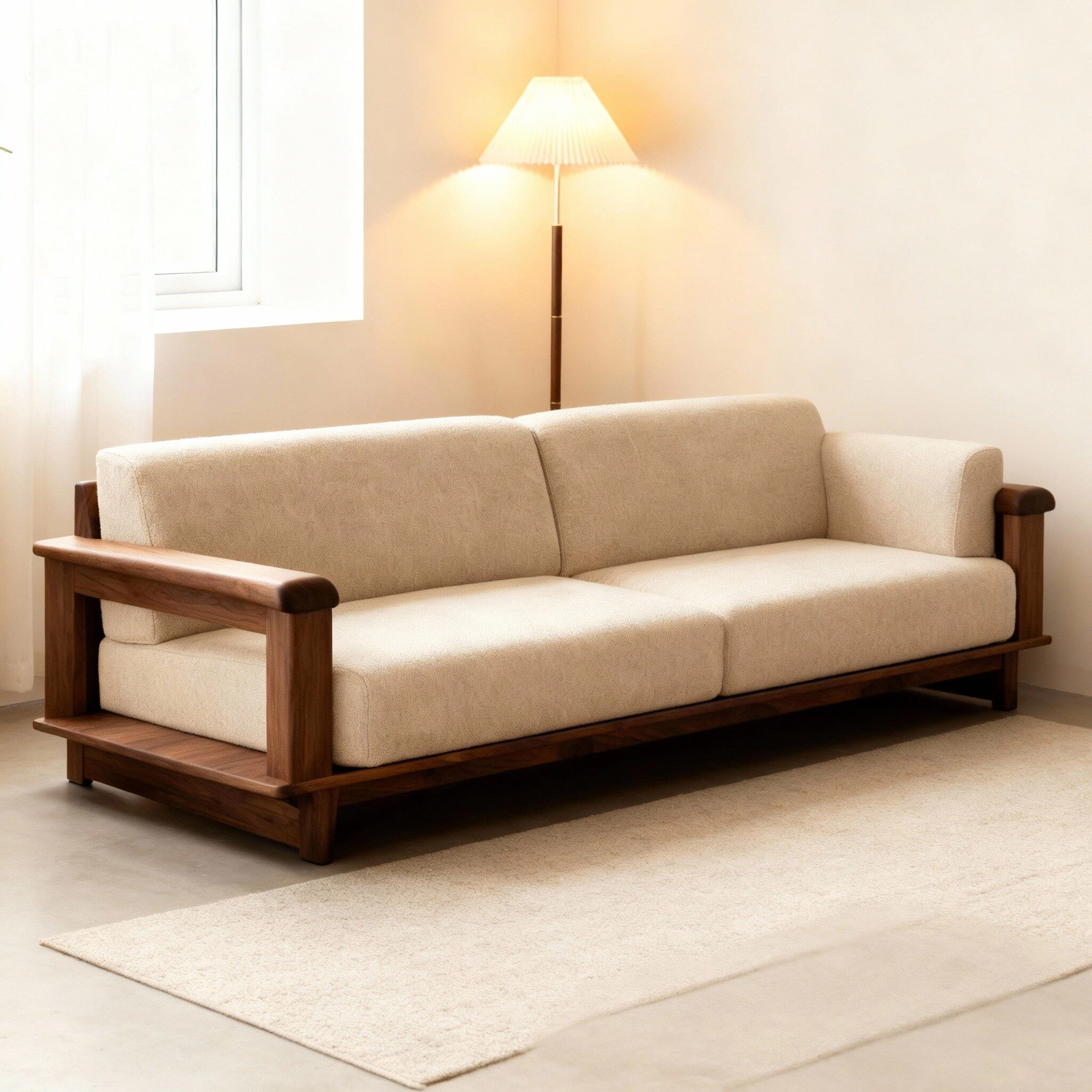 高端北美黑胡桃木宋式美学白蜡木实木沙发茶几组合定制客厅家具