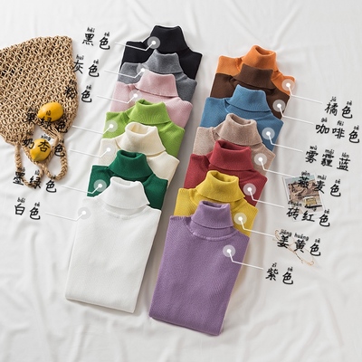 高领套头女内紧身显瘦纯色针织衫