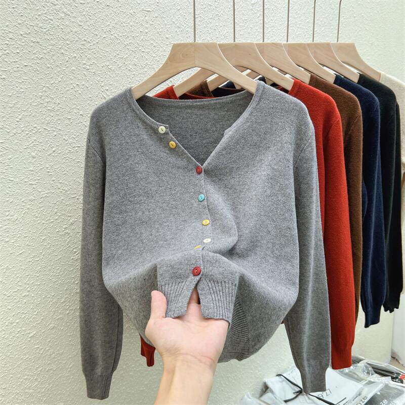 2025秋装新款韩版宽松软糯彩色扣子圆领长袖针织衫毛衣外套开衫女,女装/女士精品,毛针织衫,淘宝优惠券,粉丝福利购,淘宝优惠卷