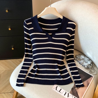 韩版翻领针织打底衫女内搭