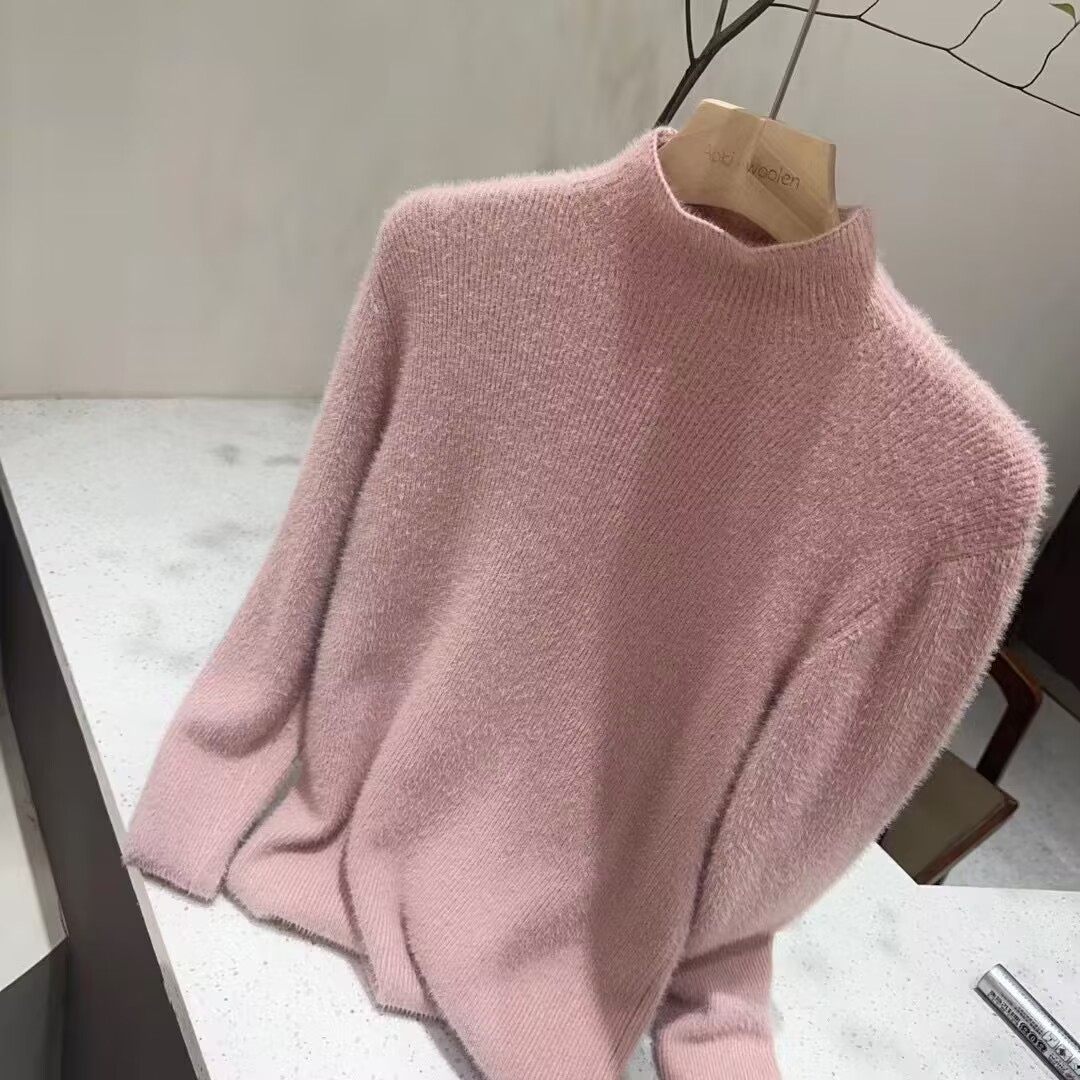 软糯毛衣女秋冬高级感一体水貂绒加绒加厚半高领打底衫内搭上衣,女装/女士精品,毛针织衫,淘宝优惠券,粉丝福利购,淘宝优惠卷