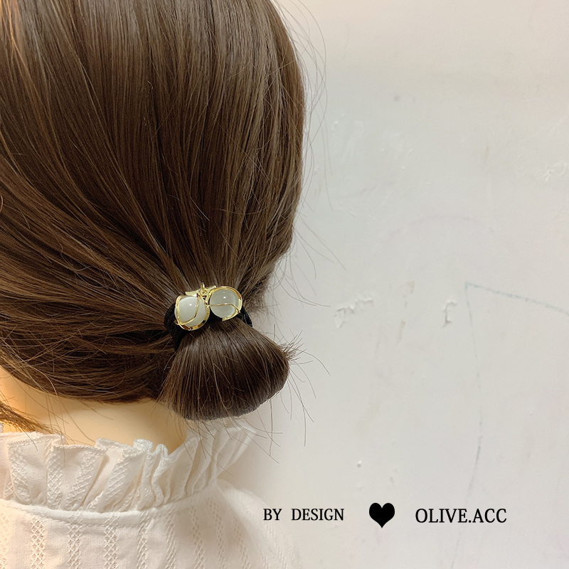 日系优雅发绳网红时尚小球猫眼石