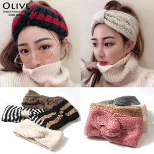 韩国新款 针织毛线发带女洗脸网红头饰甜美森女系超仙宽边发箍头巾